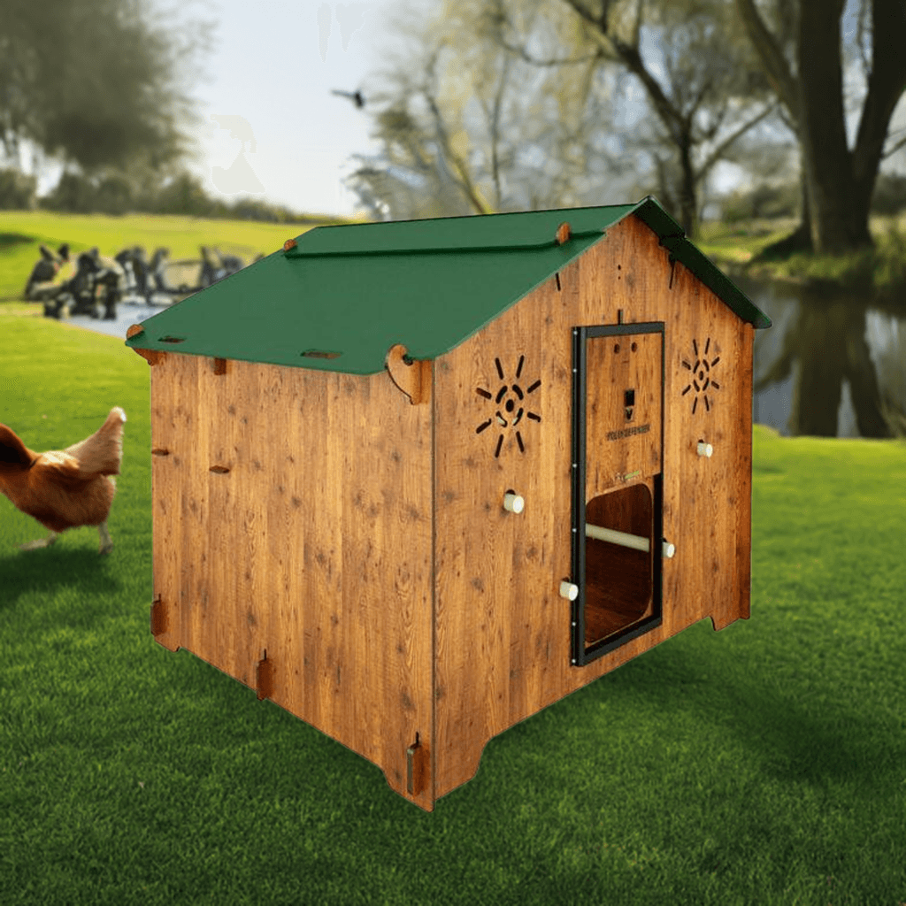 Easicoop Farm - HPL Chicken/Duck/Goose/Rearing Coop up to 18 large Birds (wood finish)